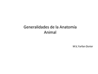 M.V, Farfan Osnier
Generalidades de la Anatomía
Animal
 