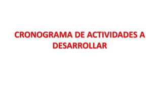 CRONOGRAMA DE ACTIVIDADES A
DESARROLLAR
 
