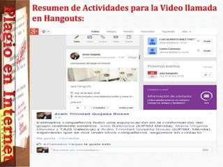 Resumen de Actividades para la Video llamada
en Hangouts:
 