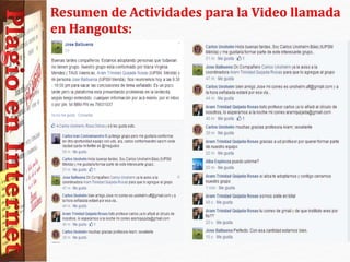 Resumen de Actividades para la Video llamada
en Hangouts:
 