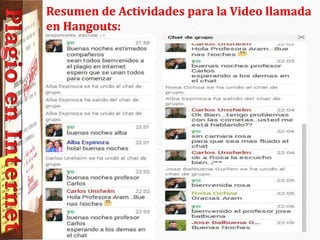Resumen de Actividades para la Video llamada
en Hangouts:
 