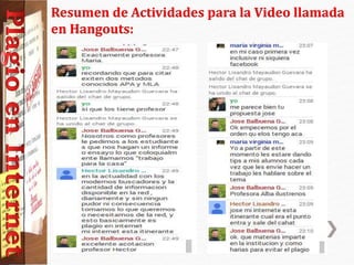 Resumen de Actividades para la Video llamada
en Hangouts:
 