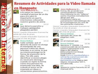 Resumen de Actividades para la Video llamada
en Hangouts:
 
