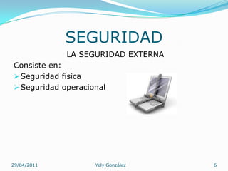 Domingo Medina BE-806329/04/20112 Yely González