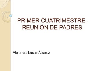 PRIMER CUATRIMESTRE.
   REUNIÓN DE PADRES



Alejandra Lucas Álvarez
 