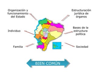 Organización y funcionamiento del Estado Estructuración jurídica de órganos Bases de la estructura política Individuo Fami...