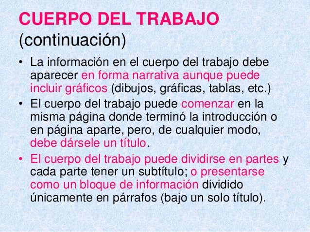 Presentación de un trabajo de investigación