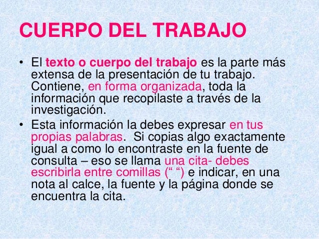 Como Hacer El Cuerpo De Un Trabajo es.slideshare.net