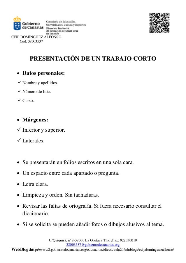 Presentación de un trabajo escrito corto