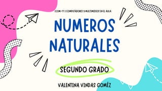 SEGUNDO GRADO
VALENTINA VINDAS GOMÉZ
NUMEROS
NATURALES
(COM-11 ) COMPUTADORES Y MULTIMEDIOS EN EL AULA
 