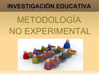 INVESTIGACIÓN EDUCATIVA

 METODOLOGÍA
NO EXPERIMENTAL
 