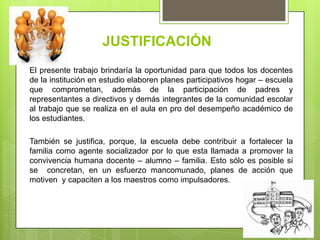 Planificar acciones que mejoren el rol del docente como gerente en la integración de padres y representantes al desempeño académico de los estudiantes.