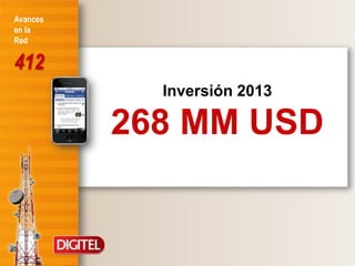 Avances
en la
Red

412
            Inversión 2013

          268 MM USD
 