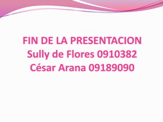 FIN DE LA PRESENTACIONSully de Flores 0910382César Arana 09189090