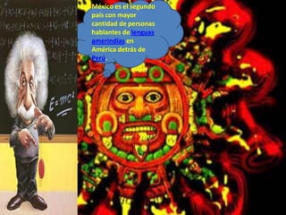 México es el segundo país con mayor cantidad de personas hablantes de lenguas amerindias en América detrás de Perú. 