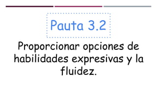 Pauta 3.2
Proporcionar opciones de
habilidades expresivas y la
fluidez.
 