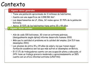 Contexto
   Algunos datos generales
    • Tiene una población aproximada de 11 millones de habitantes.
    • Cuenta con un...
