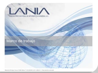 Marco de trabajo




Rébsamen 80 Xalapa, Veracruz 91000, México T. (52) (228) 841.61.01 | LANIA A.C. | Todos derechos reservados
 