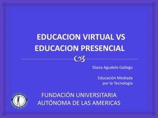 Diana Agudelo Gallego
Educación Mediada
por la Tecnología
FUNDACIÓN UNIVERSITARIA
AUTÓNOMA DE LAS AMERICAS
 