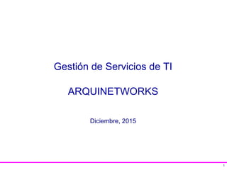 1
Gestión de Servicios de TI
ARQUINETWORKS
Diciembre, 2015
 