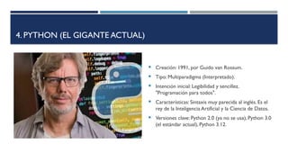 Línea de Tiempo de Lenguajes de Programación y sus Versiones Clave | PPTX