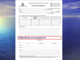 PRECINTOS UTILIZADOS Nº: 
 