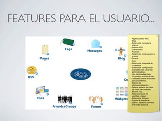 FEATURES PARA EL USUARIO...
 