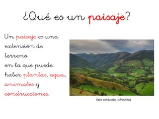 ¿Qué es un paisaje?
Un paisaje es una
extensión de
terreno
en la que puede

haber plantas, agua,
animales y

construccione...
