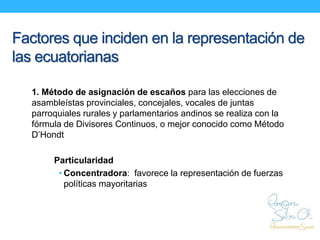 1. Método de asignación de escaños para las elecciones de
asambleístas provinciales, concejales, vocales de juntas
parroqu...