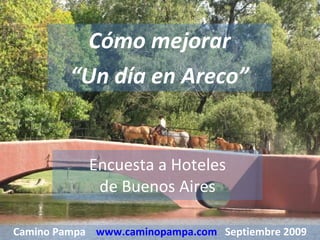 Encuesta a Hoteles de Buenos Aires Cómo mejorar “ Un día en Areco” Camino Pampa  www.caminopampa.com   Septiembre 2009 