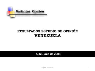 n=1200  Venezuela RESULTADOS ESTUDIO DE OPINIÓN VENEZUELA 5 de Junio de 2008 