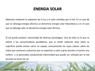 Central Hidroeléctrica MINISTERIO DE ENERGIA Y MINAS 