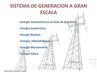 Sistemas de Generación en pequeña escala.MINISTERIO DE ENERGIA Y MINAS 