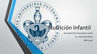 Nutrición Infantil
Escalante Díaz Kassandra Lorena
Lic. Nutrición Clínica
NRC21316
 