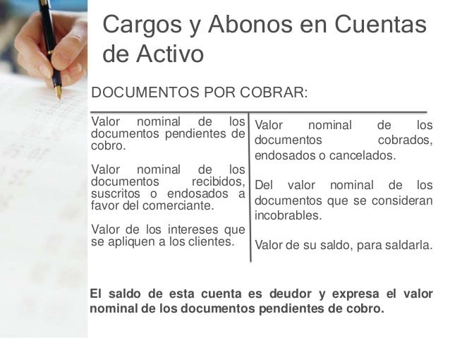 La cuenta, cuentas de activo, la partida doble