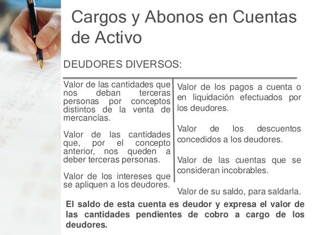La cuenta, cuentas de activo, la partida doble