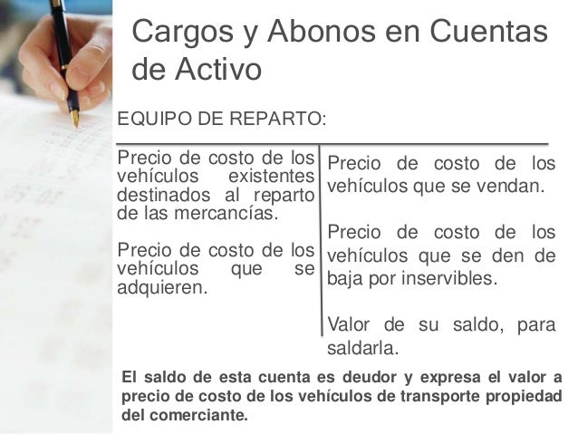 La cuenta, cuentas de activo, la partida doble