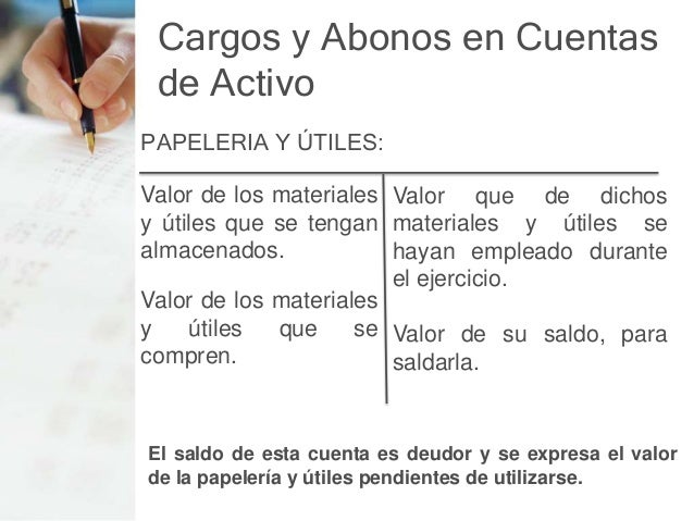 La cuenta, cuentas de activo, la partida doble