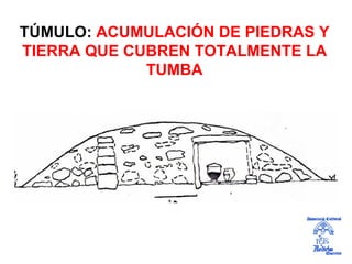 TÚMULO: ACUMULACIÓN DE PIEDRAS Y
TIERRA QUE CUBREN TOTALMENTE LA
             TUMBA
 