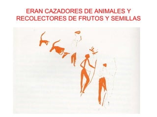 ERAN CAZADORES DE ANIMALES Y
RECOLECTORES DE FRUTOS Y SEMILLAS
 