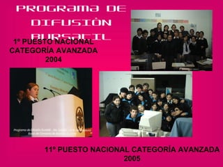 PROGRAMA DE DIFUSIÒN BURSATIL 1º PUESTO NACIONAL CATEGORÍA AVANZADA 2004 11º PUESTO NACIONAL CATEGORÍA AVANZADA 2005 