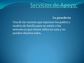 Una reunión de padres de familia y maestros para tratar asuntos pedagógicosJustificaciónAlgunos acontecimientos que han influido en su desarrollo:Los enfoques de la pedagogía moderna, de la sociología, la psicología de la personalidad y de la familia. 
