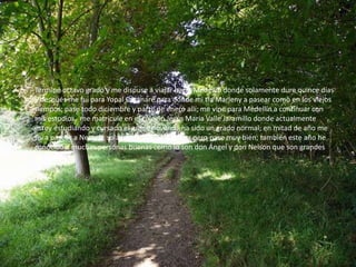 • .
• Termine octavo grado y me dispuse a viajar hacia Medellín donde solamente dure quince días
y después me fui para Yopal Casanare para donde mi tía Marleny a pasear como en los viejos
tiempos; pase todo diciembre y parte de enero allí; me vine para Medellín a continuar con
mis estudios, me matricule en el colegio Jesús María Valle Jaramillo donde actualmente
estoy estudiando y cursado el grado noveno; ha sido un grado normal; en mitad de año me
fui a pasear a Necocli; solamente estuve dos días pero pase muy bien; también este año he
conocido a muchas personas buenas como lo son don Ángel y don Nelson que son grandes
personas.
 