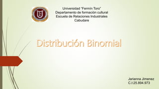 Universidad “Fermín Toro”
Departamento de formación cultural
Escuela de Relaciones Industriales
Cabudare
Jarianna Jimenez
C.I:25.894.973
 
