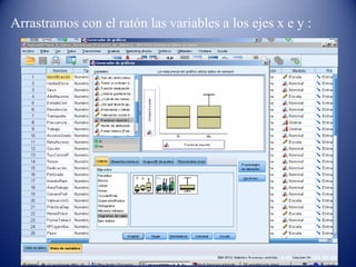 Arrastramos con el ratón las variables a los ejes x e y :
 