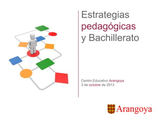 Estrategias
pedagógicas
y Bachillerato
Centro Educativo Arangoya
3 de octubre de 2013
 