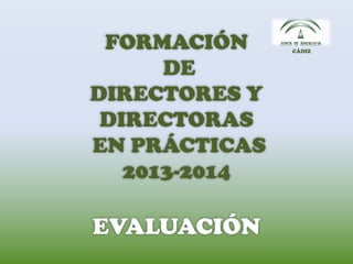 FORMACIÓN
DE
DIRECTORES Y
DIRECTORAS
EN PRÁCTICAS
2013-2014
EVALUACIÓN
CÁDIZ
 