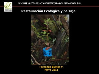 SEMINARIO ECOLOGÍA Y ARQUITECTURA DEL PAISAJE DEL SUR Fernando Bustos V. Mayo 2011 Restauración Ecológica y paisaje 