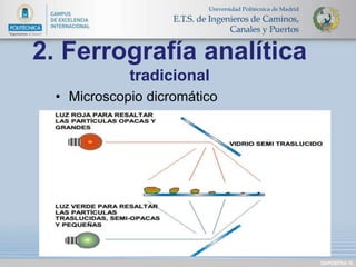 DIAPOSITIVA 15 
2. Ferrografía analítica 
tradicional 
• Microscopio dicromático 
 