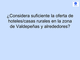 ¿Considera suficiente la oferta de hoteles/casas rurales en la zona de Valdepeñas y alrededores? 